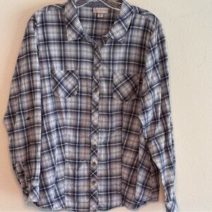 CB established 1962 Women's Navy and White Plaid Button Down Shirt Size 1X